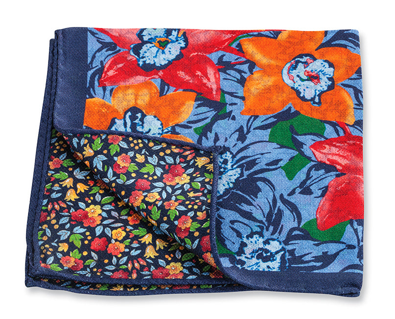 parrot floral pocket square