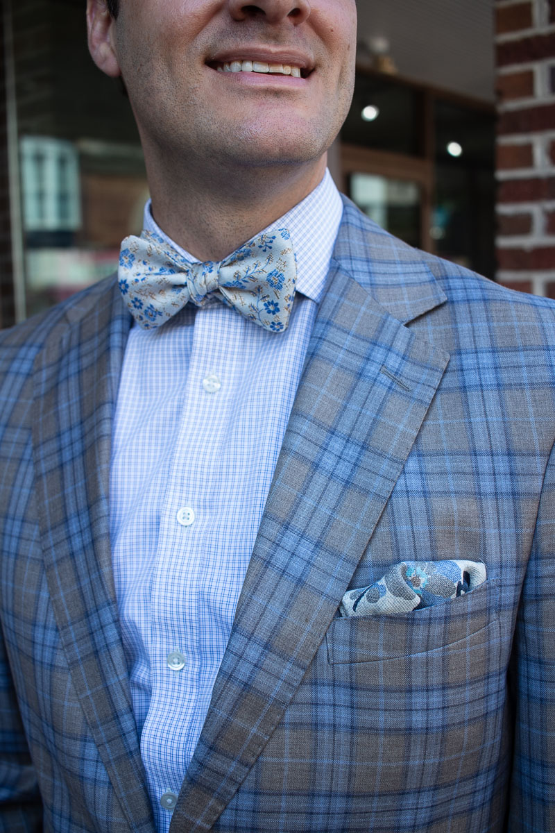 gray floral bow tie