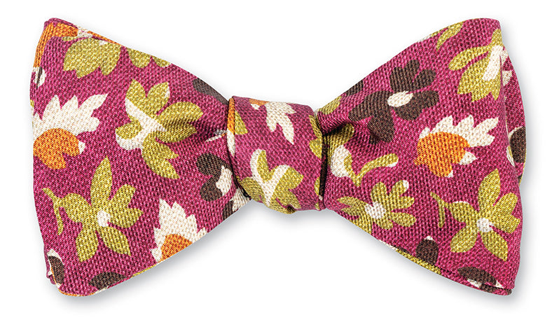 fuschia floral bow tie