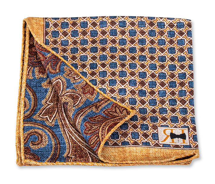 yellow-geometric-paisley-pocket-square